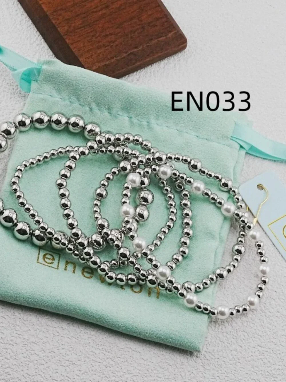 Enewton Platinum Bead & Pearl Five-Piece Bracelet Set